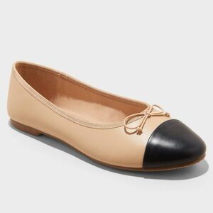A New Day Women's Janie Ballet Flats Memory Foam Insole Tan and Black